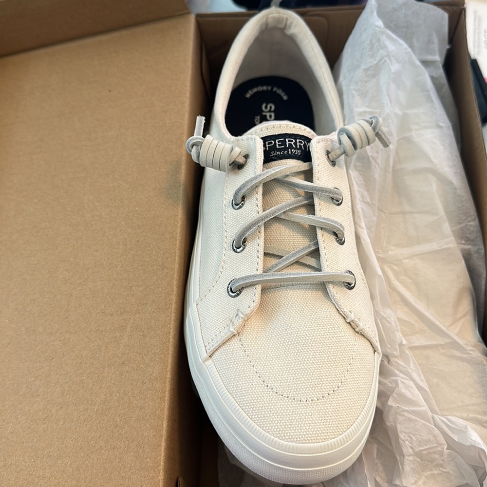 Sperry Top Sider Crest Vibe Linen White Sneakers
